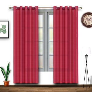 GONATURS Cotton Linen Solid Sheer Curtain Set with Eyelet Rings Non Blackout Set of 2,Long Door Curtain (Copy)