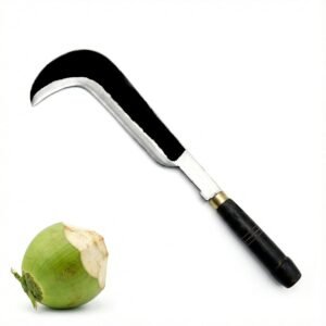 Slim Hooked Tender Coconut Cutting Kitchen Knife | Traditional Alloy Steel Knife with Wooden Handle | Ideal for Tender Coconut Cutting